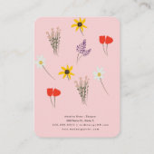 Wilde bloemen Roze handgemaakte oorscherm Kaart Contactkaartje (Achterkant)