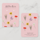 Wilde bloemen Roze handgemaakte oorscherm Kaart Contactkaartje (Voorkant / Achterkant)