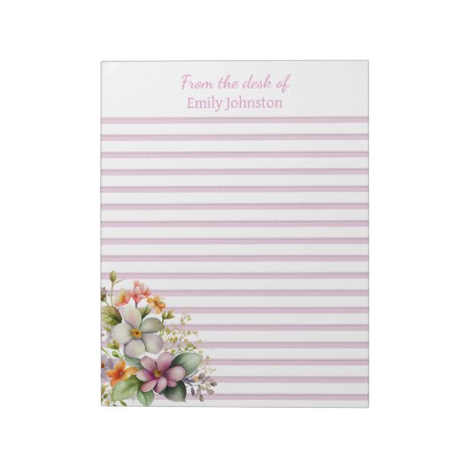 Wilde Bloemen Roze Omlijnd Notitieblok (Linkerzijde)