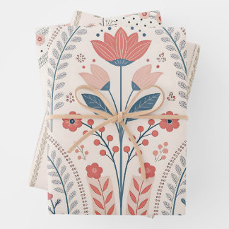 Wilde bloemen Roze Pastel Botanische Tuin Bloem Inpakpapier Vel
