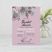 Wilde Bloemen | roze | Uitnodigingen Bruidsfeest (Staand voorkant)