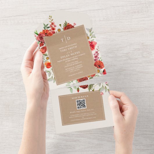 Wilde bloemen RSVP alle I All In One Uitnodiging (Afscheurbaar)