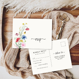 Wilde Bloemen RSVP Huwelijk Ansichtkaart Briefkaart