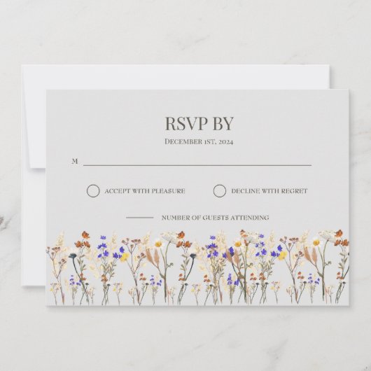 Wilde bloemen RSVP-kaart Kaart (Voorkant)