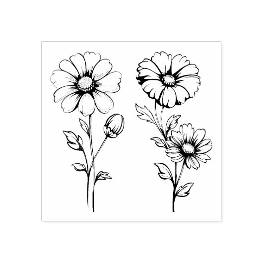 Wilde bloemen rubberstempel (Afrduk)