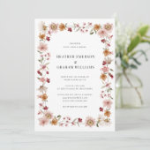 Wilde Bloemen Rustieke Bruiloft Kaart (Staand voorkant)