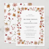 Wilde Bloemen Rustieke Bruiloft Kaart (Voorkant / Achterkant)