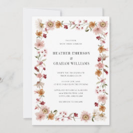 Wilde Bloemen Rustieke Bruiloft Kaart