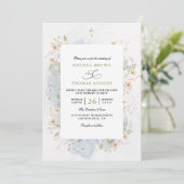 Wilde Bloemen Rustieke Elegante Budget QR Code Bru Kaart (Staand voorkant)