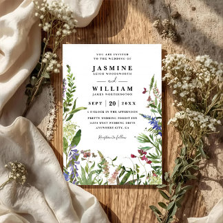 Wilde Bloemen Rustieke Elegante Moderne QR Code Tr Kaart