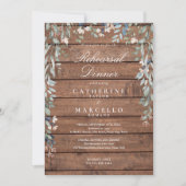 Wilde Bloemen Rustieke Houten Oefenavondmaal Kaart (Voorkant)