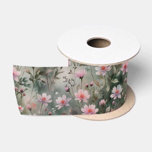  wilde bloemen satijnen lint (Spoel)