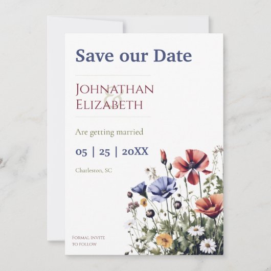 Wilde bloemen save the date (Voorkant)