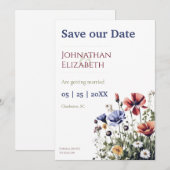 Wilde bloemen save the date (Voorkant / Achterkant)