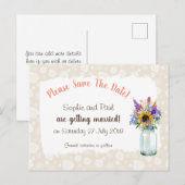 Wilde Bloemen Save The Date Ansichtkaart Aankondigingskaart (Voorkant / Achterkant)