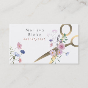 wilde bloemen schaar haarstylist visitekaartje