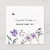 Wilde bloemen schenden de QR-code van lavender Vierkante Visitekaartje (Voorkant)