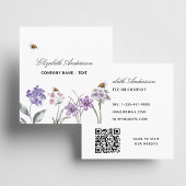 Wilde bloemen schenden de QR-code van lavender Vierkante Visitekaartje