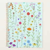 Wilde bloemen schilderen turquoise achtergrond planner (Voorkant)