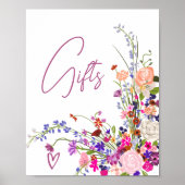 Wilde bloemen script geschenken vrijgezellenfeest poster (Voorkant)