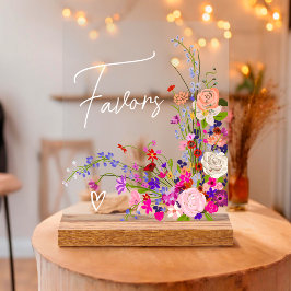 Wilde bloemen script gunsten vrijgezellenfeest acryl bord