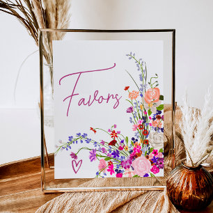 Wilde bloemen script gunsten vrijgezellenfeest poster