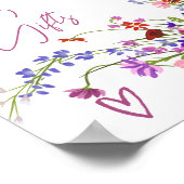 Wilde bloemen script kaarten geschenken vrijgezell poster (Hoek)