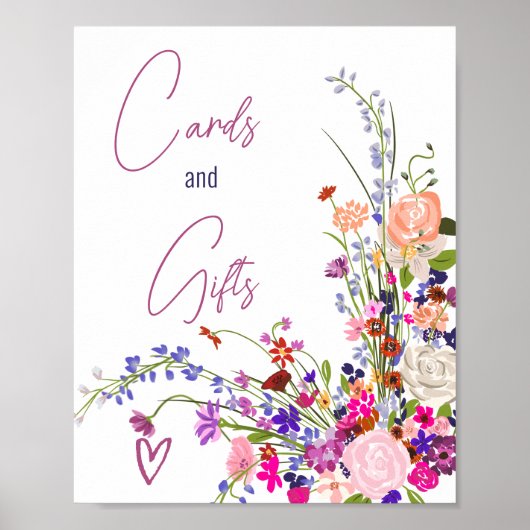 Wilde bloemen script kaarten geschenken vrijgezell poster (Voorkant)