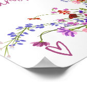 Wilde bloemen script kaarten vrijgezellenfeest poster (Hoek)