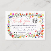 Wilde bloemen scriptvolgorde logo dank u qr visitekaartje (Voorkant)