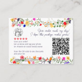 Wilde bloemen scriptvolgorde logo dank u qr visitekaartje (Achterkant)