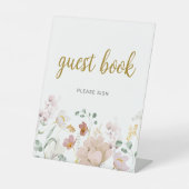 Wilde bloemen Shower Guestbook Reclamebord Met Voetstuk (Voorkant)