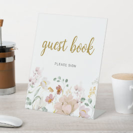 Wilde bloemen Shower Guestbook Reclamebord Met Voetstuk