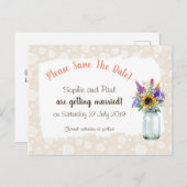 Wilde Bloemen Sla De Datum Op Ansichtkaart Aankondigingskaart (Voorkant / Achterkant)