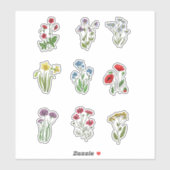 Wilde bloemen stelsticker sticker (Vel)