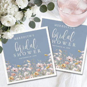 Wilde Bloemen Stof Blauw Bruidsdouche Servet