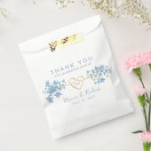 Wilde Bloemen Stofblauw Bruiloft Bedankzakje (Gezegeld)