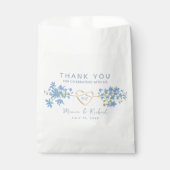 Wilde Bloemen Stofblauw Bruiloft Bedankzakje (Voorkant)
