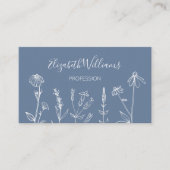 Wilde bloemen Stofblauw | QR-code Visitekaartje (Voorkant)