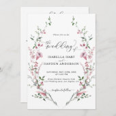 Wilde bloemen stoffig roze alles in één QR-code br Kaart (Voorkant / Achterkant)