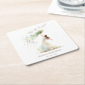 Wilde bloemen strooien bruidsfeest kartonnen onderzetters (Schuin)