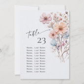 Wilde Bloemen Tafel Nummer Kaarten Zitplaatsindeli (Voorkant)