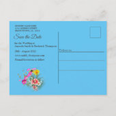 Wilde bloemen tegen een blauwe hemel aankondigingskaart (Achterkant)