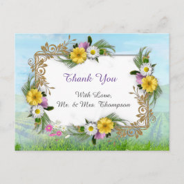 Wilde bloemen tegen een blauwe hemel briefkaart