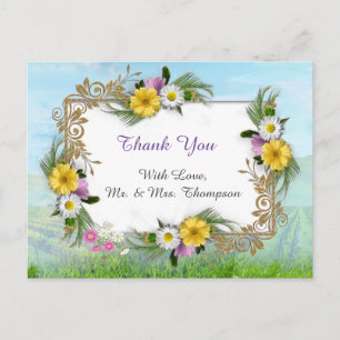 Wilde bloemen tegen een blauwe hemel briefkaart