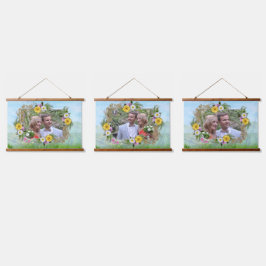 Wilde bloemen tegen een blauwe hemel hangend wandkleed