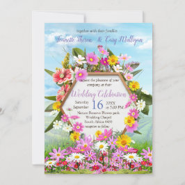 Wilde bloemen tegen een blauwe hemel kaart