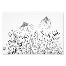 Wilde bloemen tekenen foto afdruk