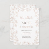 Wilde bloemen tekenen schattige bloemen 21e verjaa kaart (Voorkant / Achterkant)