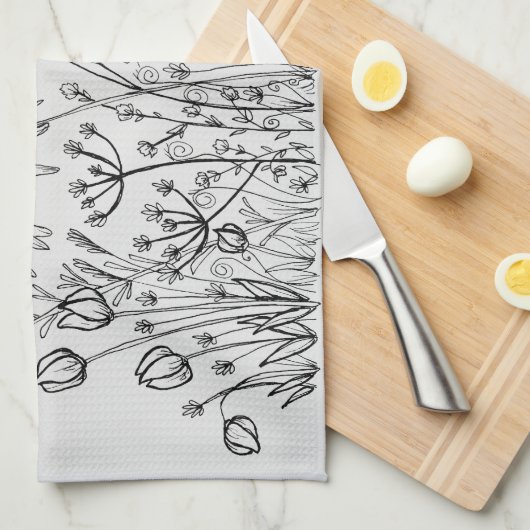 Wilde bloemen tekenen theedoek (Quarter Fold)